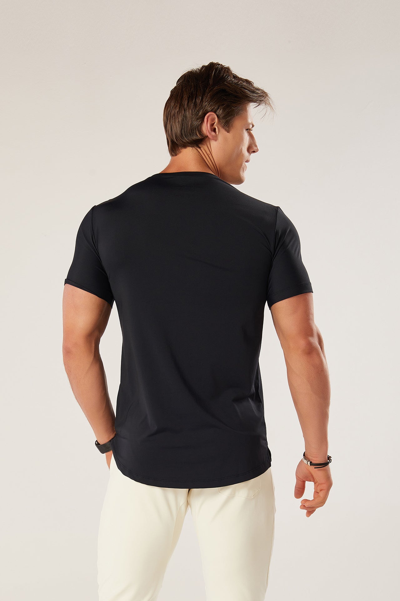 Athleisure Dry Fit V-neck T-shirt Black